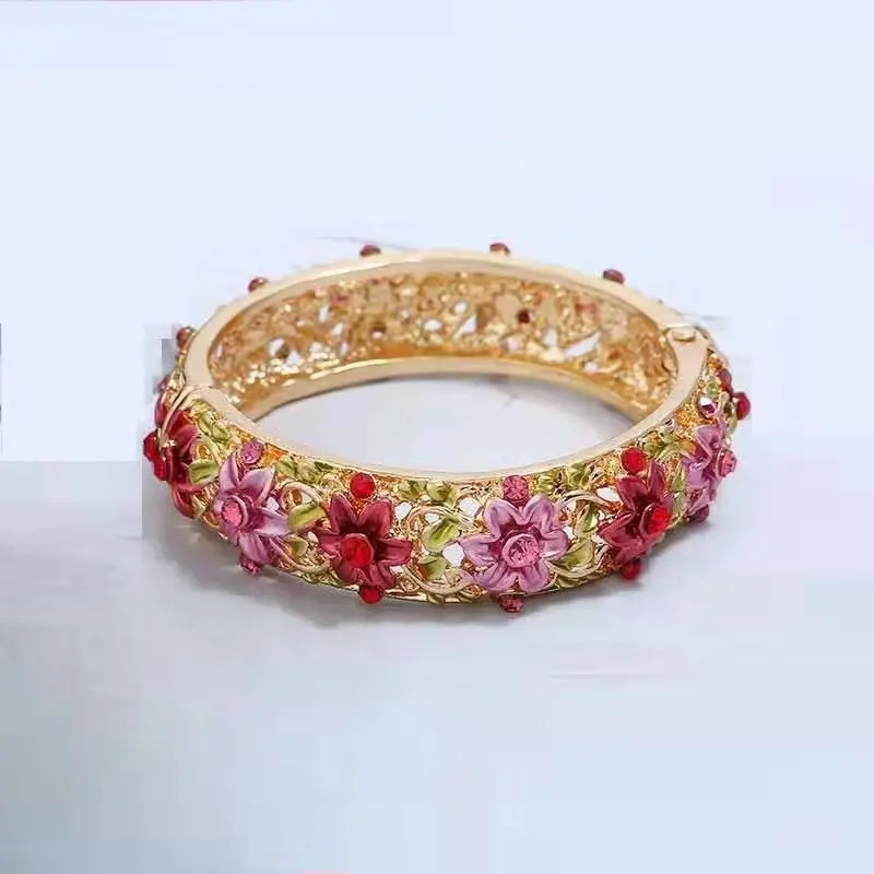 Перегородчатый браслет с широкой ручной росписью ручная работа украшения