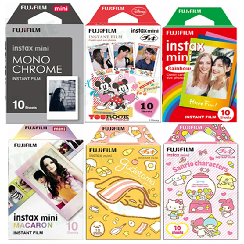 10 sheets Fuji Fujifilm instax mini 11 9 8 white Edge films Colour Fims for instax camera MONOCHROME Rainbow Macaron cartoon