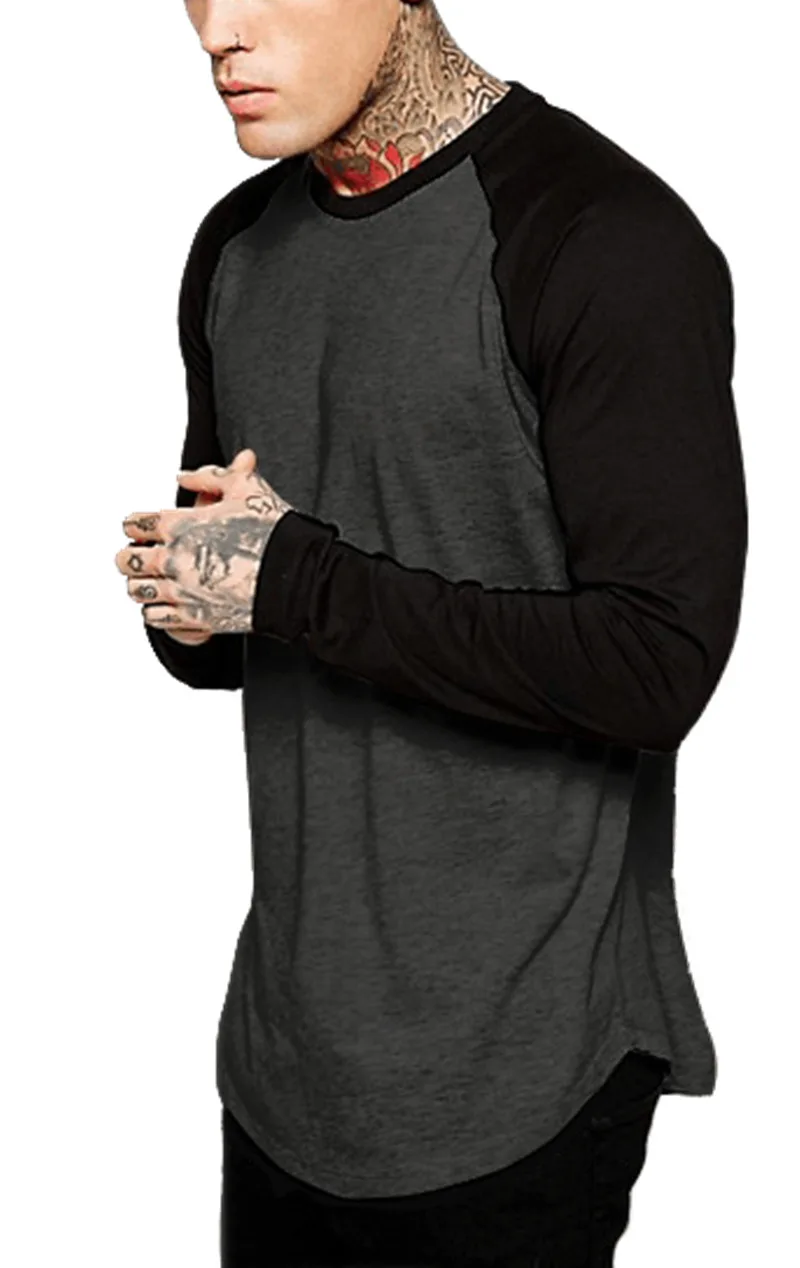 

Streetwear Men Baseball Long Sleeve Splicing T-Shirt Crew Neck Fashion Casual Cago Sports Team Tee Autumn Tops