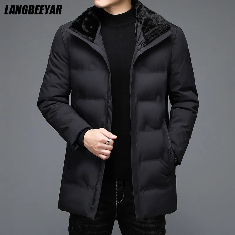 

New Casual Fashion Fur Collar Parka Men Korean High Quality Puffer Coat Winter Designer Brand Clothing Windbreaker Clothes Men