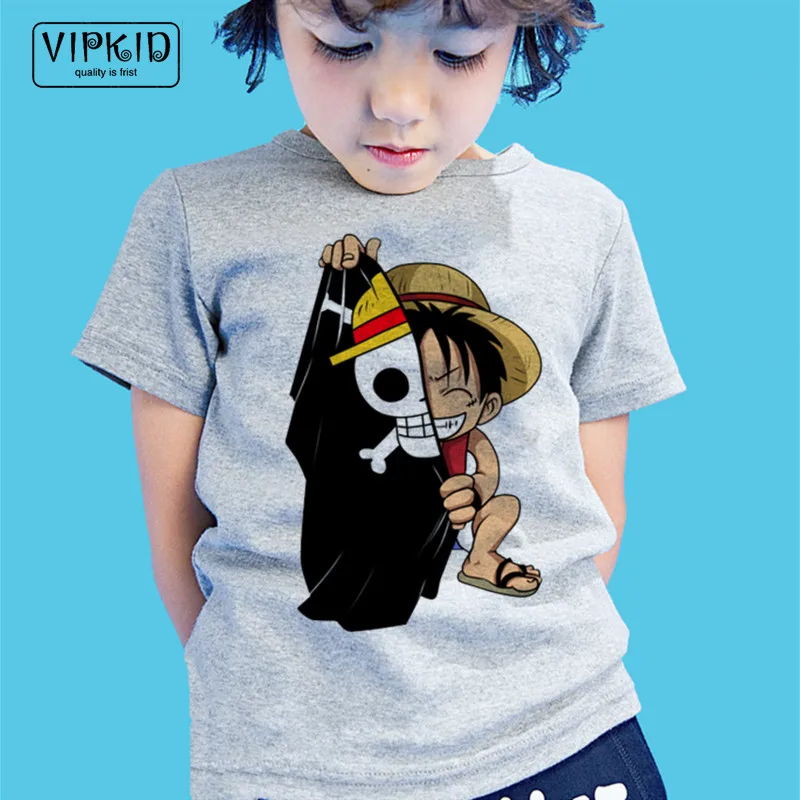 Одна футболка с Луффи для маленьких мальчиков и девочек футболки Зоро нами
