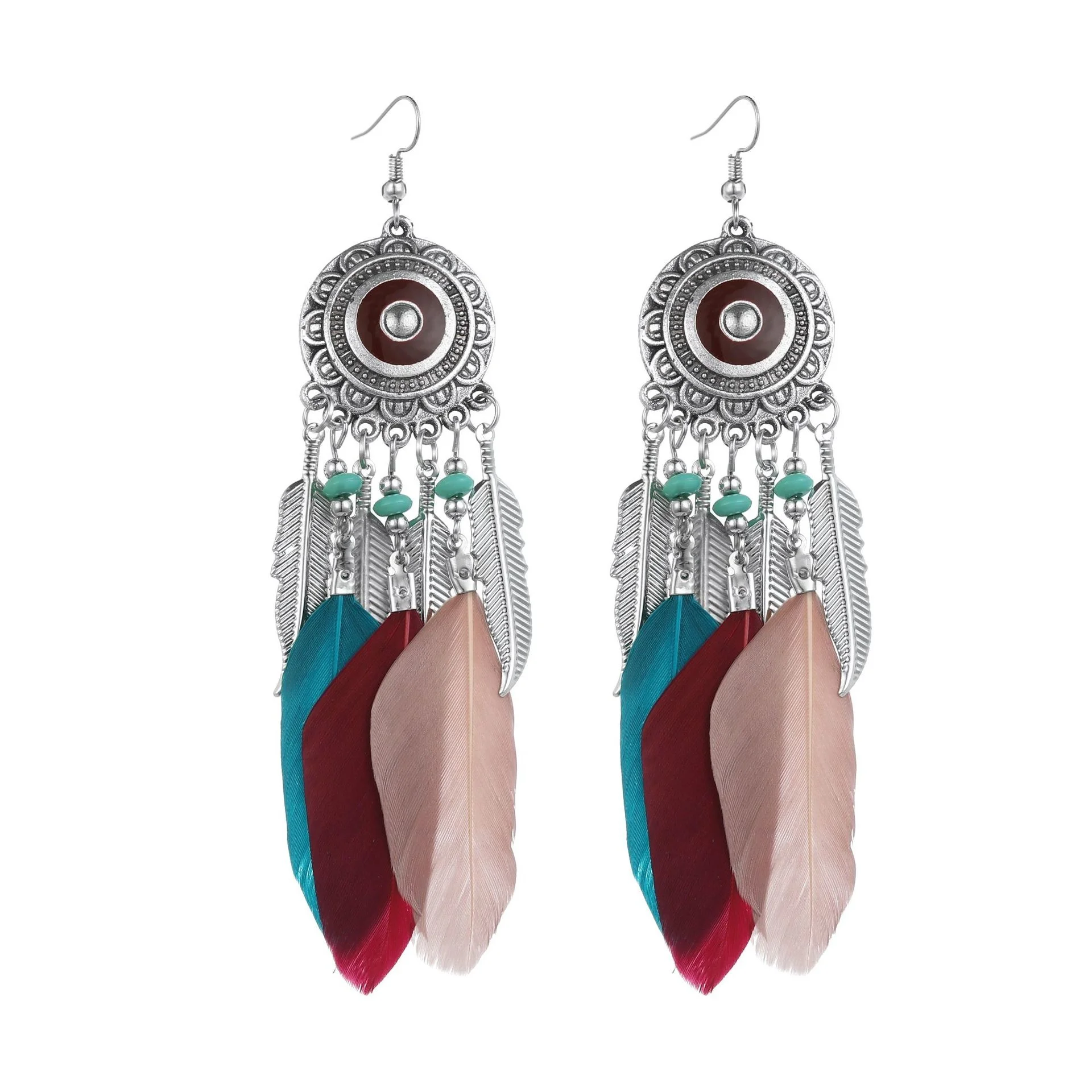 

New Summer Tassel Leaf Earrings Bohemian Feather Ring Long Jewelry Personality Fairy Fashion Earring Gift