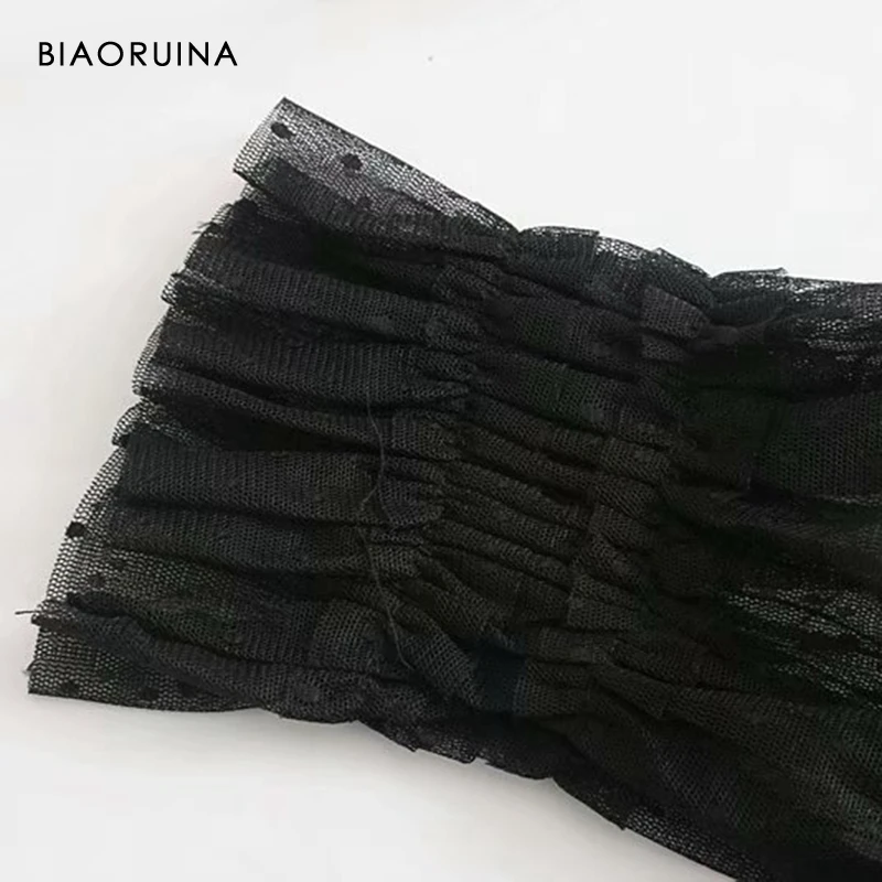 Женское Сетчатое платье BIAORUINA черное облегающее в стиле ретро с короткими