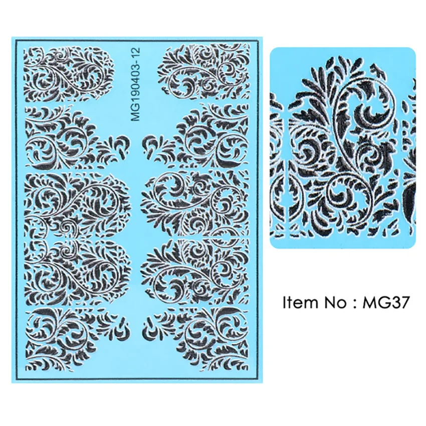 

Embossed Nail Decals 5D Elegant Lace Graphic Designs Designs Water Nail Decals Stickers Decoration For Nail Tips Beauty