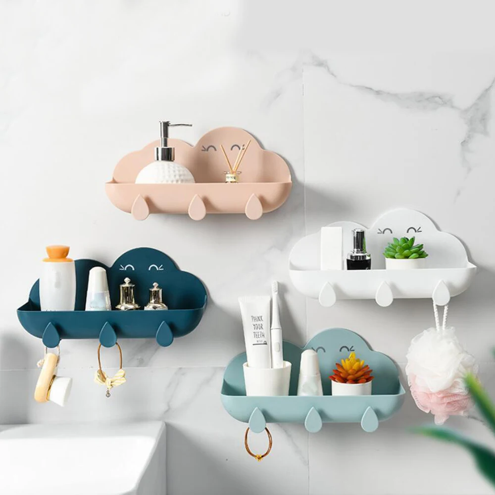 Полка для хранения в ванную комнату без перфорации облачные полки душа настенная