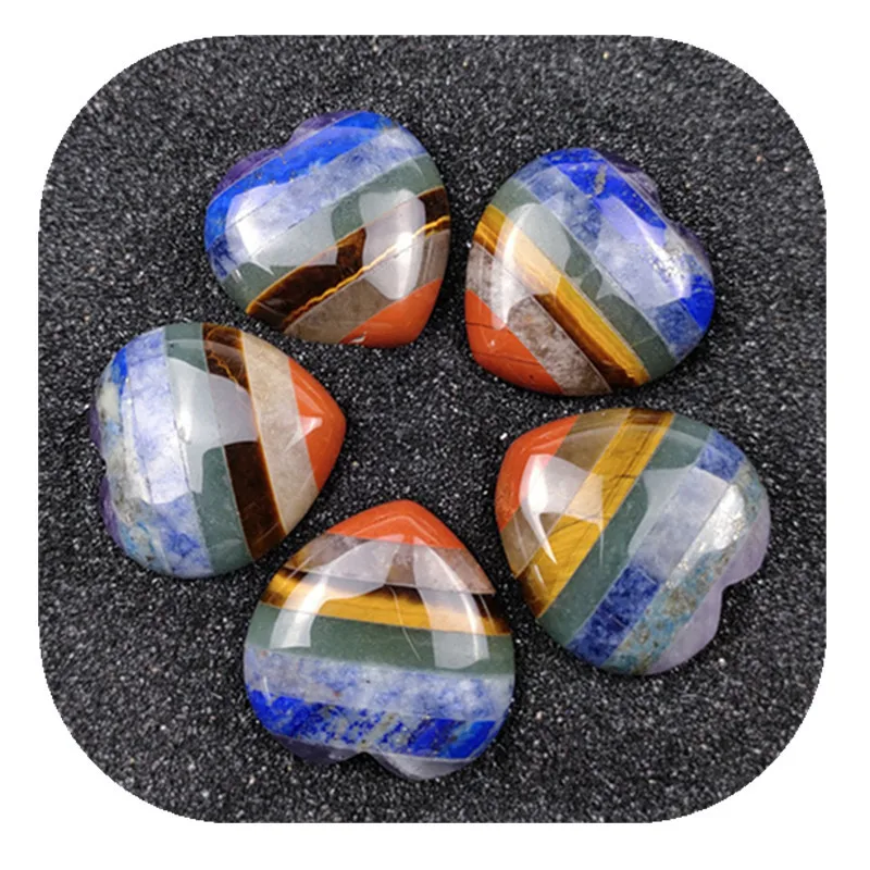 

Кулон в форме сердца семь чакр, натуральные Кристаллы ручной работы, лечебные камни для подарков