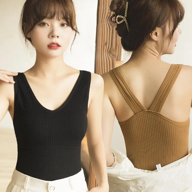 

One-piece Seamless Camisole Solid Color Wire-free Tube Top Backless Long Vest Tank ToP Underwear Women 2021 New