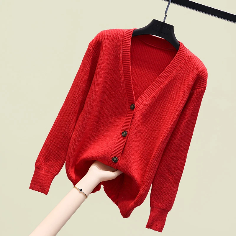 Big red spring autumn knitted cardigan jacket women 2020 new fashion single-breasted lazy style sweater coat outer wear female56
Big red spring autumn knitted cardigan jacket women 2020 new fashion single-breasted lazy style sweater coat outer wear female56