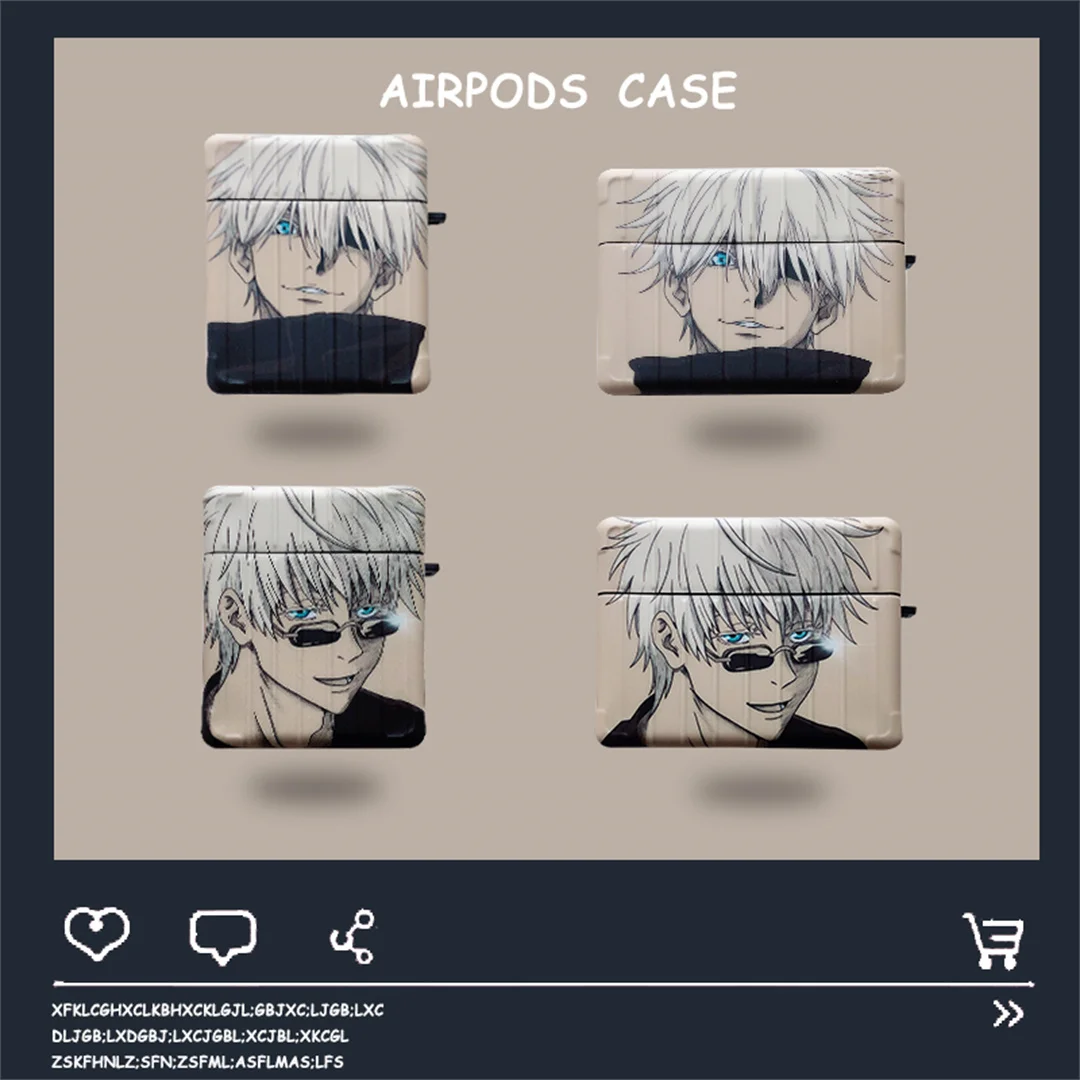 

Anime Jujutsu Kaisen Cute Gojo Satoru Earphone Case For Apple AirPods 1 2 3 Wireless bluetooth headset Suitcase Cartoon Cover