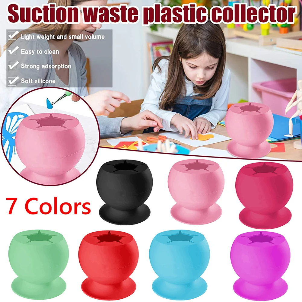 

Manual Pieces Storage Bin Easily Carrying Weeding Waste Desktop Silicone Suction Cup Collector Elements Storage Box