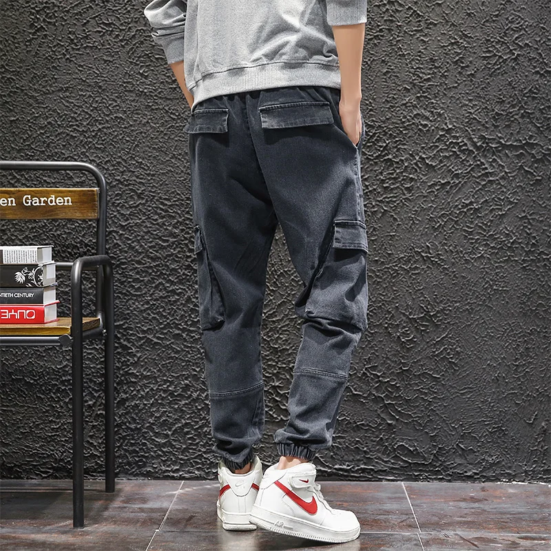 Мужские повседневные джинсы классические синие джинсовые брюки шаровары одежда