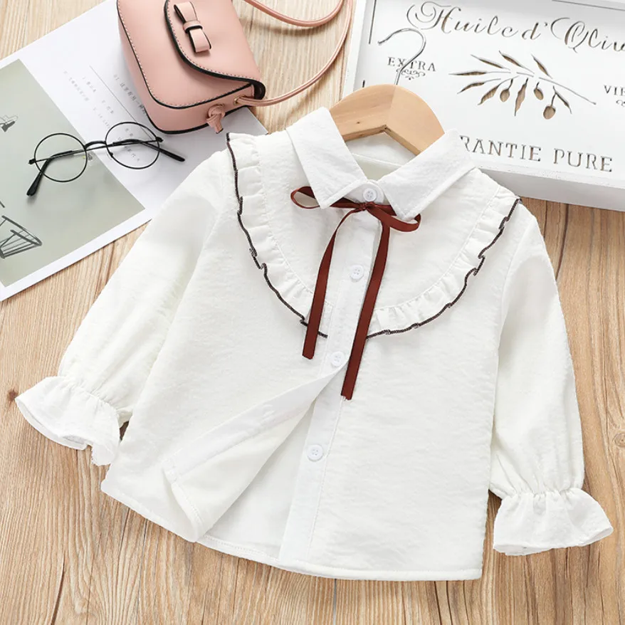 Новинка зимние блузки для девочек детские рубашки с длинным рукавом большие