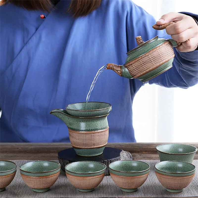 Чайник чайный в ретро стиле домашний фарфоровый кувшин с ручкой для воды