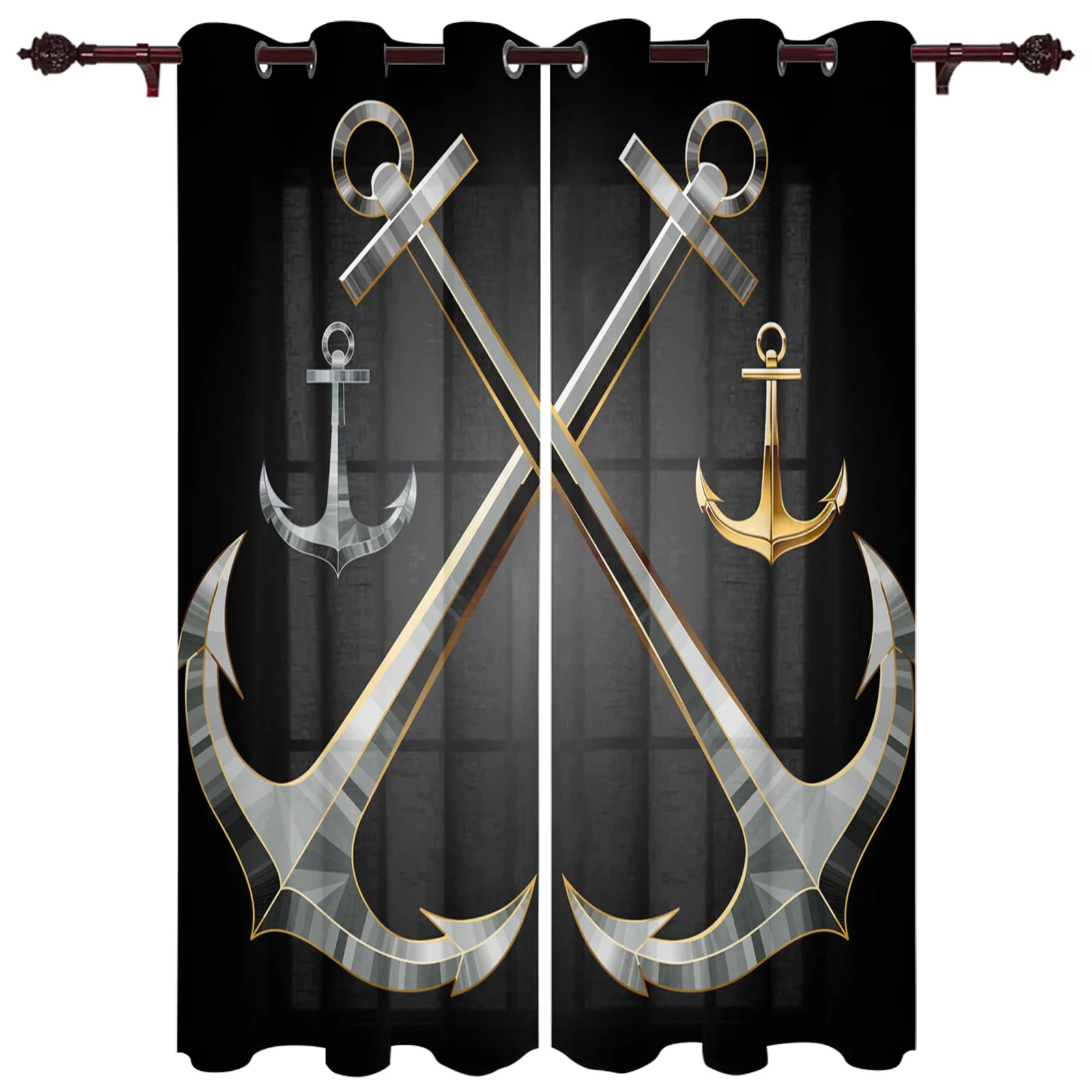 Якорная металлическая Серебряная морская оконная занавеска для кухни гостиной