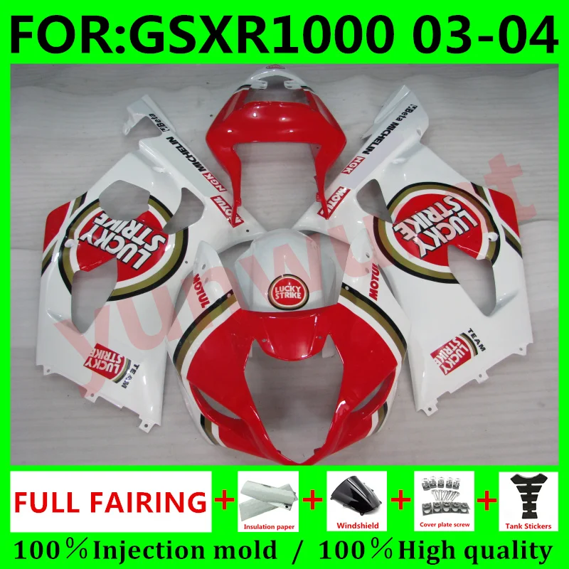 

NEW ABS Motorcycle Injection mold Fairing kits fit for Suzuki K3 K4 GSXR1000 03 04 GSXR 1000 2003 2004 fairings set red white