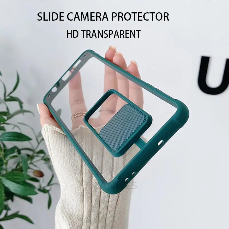 transparent slide camera protect phone case on for xiaomi redmi note 9 pro max 9 s note9 9s 9pro 4g poco x3 pro nfc clear cover free global shipping