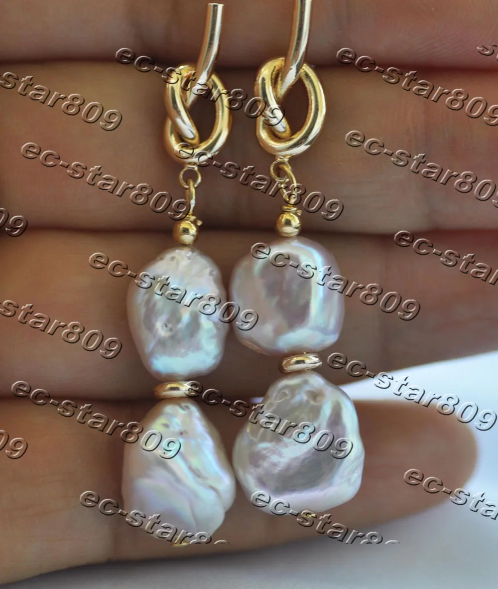 

Z11313 14mm Lavender Baroque Keshi Pearl Dangle Earring Women Fasion Jewelry