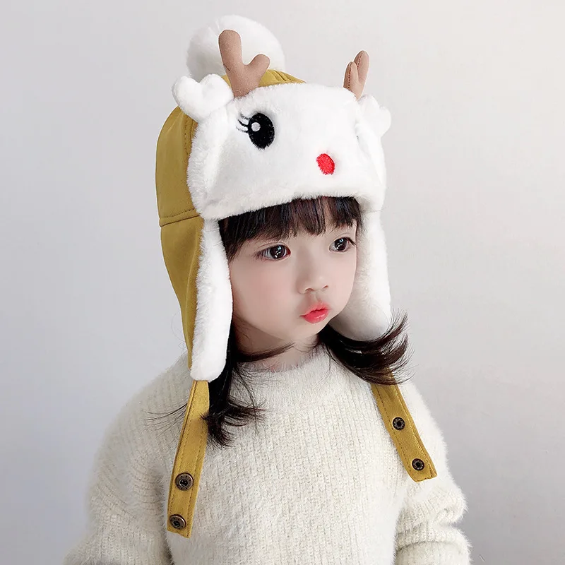 

lovely antlers in the fall and winter warm earmuffs children boy with velvet thickening of lei feng's hat