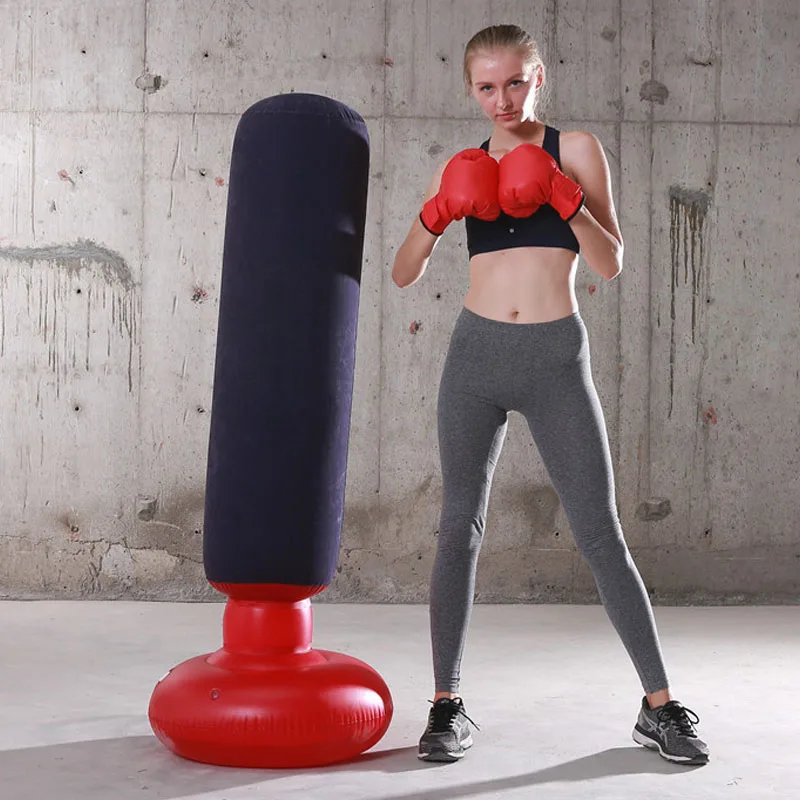 Боксерская груша Muay Thai надувная пост-куколка Разгрузочный мешок для песка для детей и взрослых тренировок в спортзале Цель на пе.