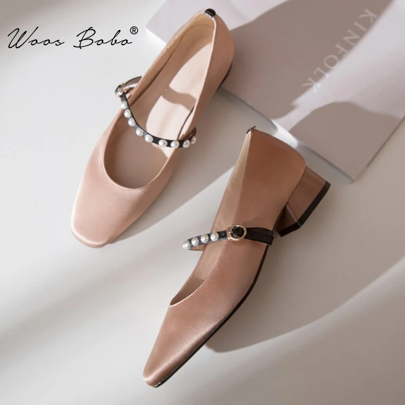 Туфли Mary Jane Женские атласные туфли лодочки на высоком каблуке с пряжкой и