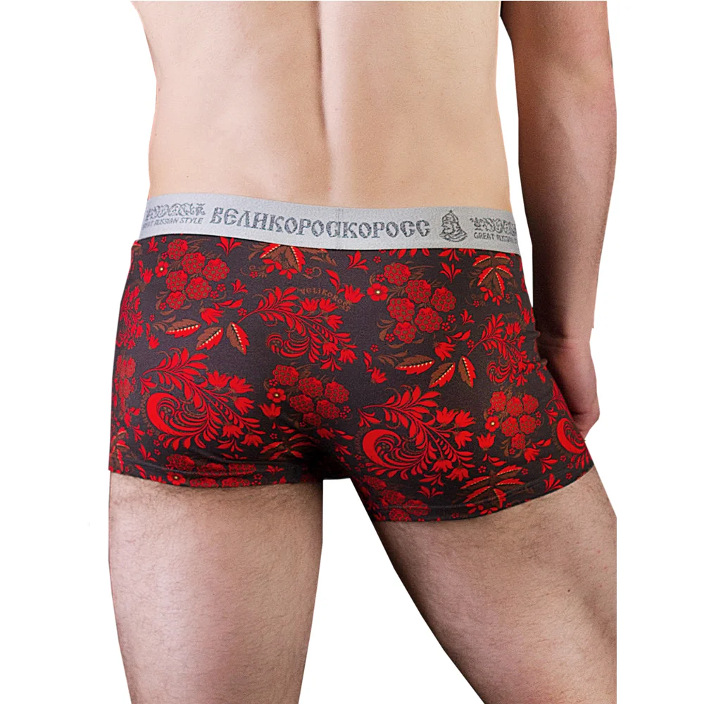 Трусы боксеры Великоросс красная хохлома хлопок ПИМа | Мужская одежда