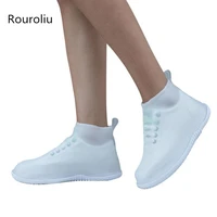 rouroliu transparent ankle rain shoes pvc waterproof shoes covers unisex non slip thick water shoes portable rb277