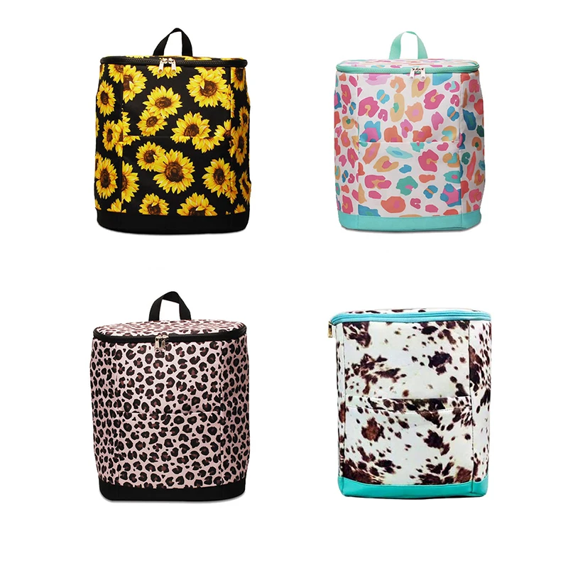 2021 new design large capacity multi leopard cowprint summer insulated cooler backpack folding sunflower keep cold bag for beach free global shipping