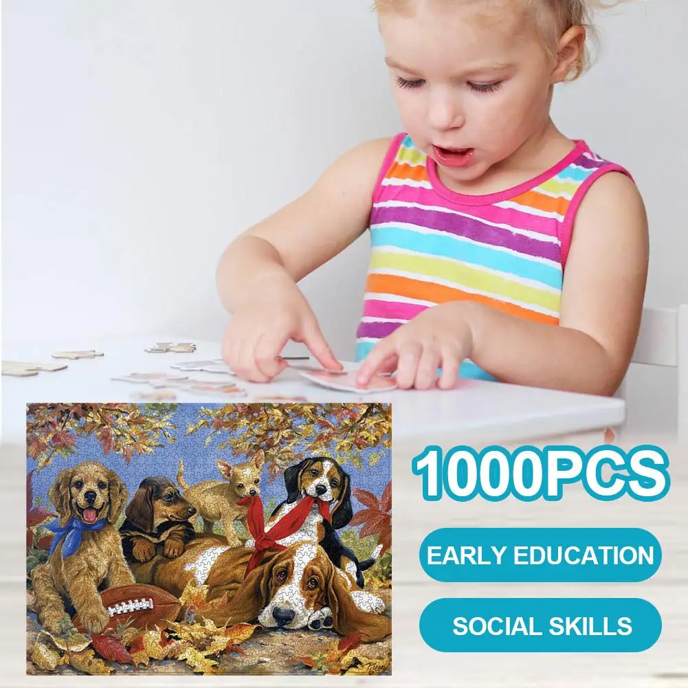 

1000 штук пазл, бумажная собака, питомец, пейзаж, узор, головоломка для декомпрессии, образовательная игрушка для детей, украшение спальни