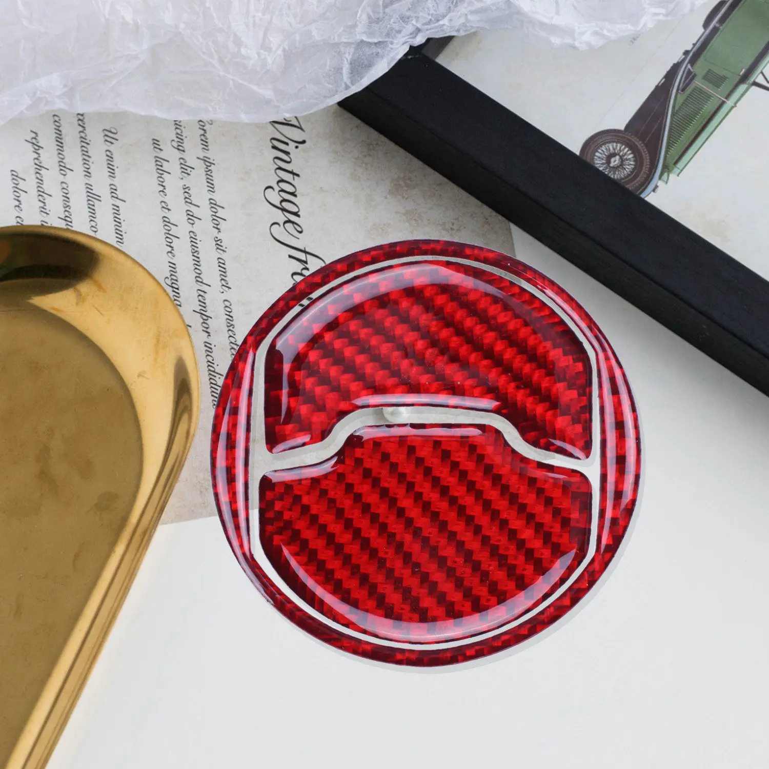 Red Carbon Fiber Car Interior Central Air Conditioner Outlet Decorative Cover Sticker for Ford Mustang 2015 2017 2018 2019 | Автомобили и