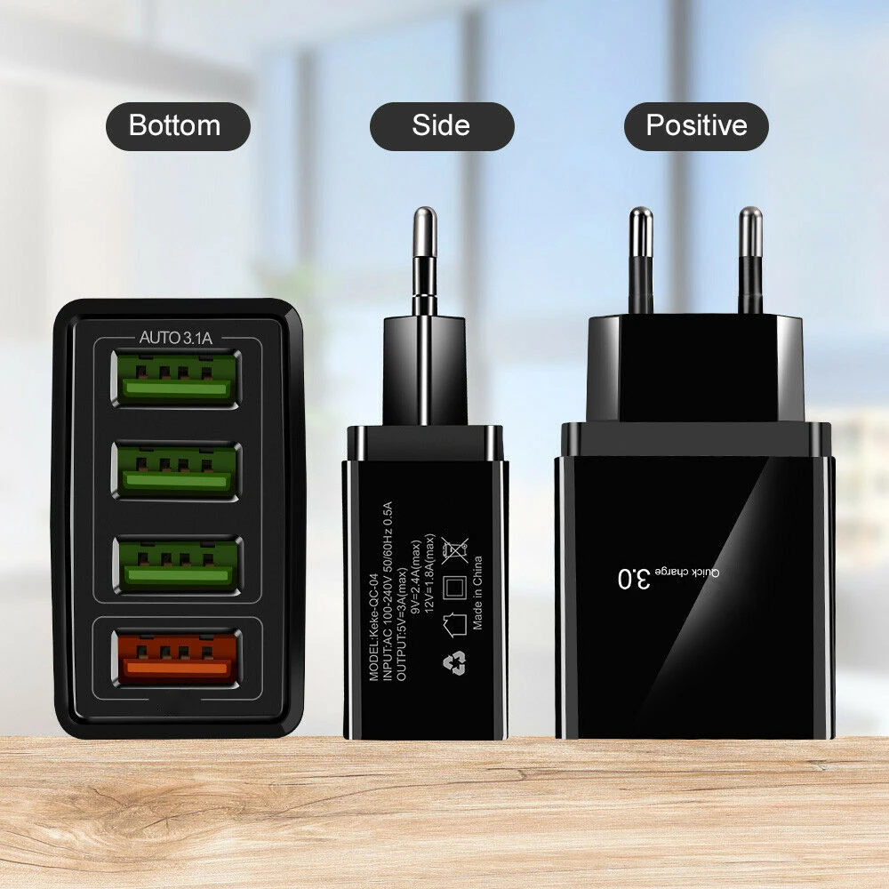 QC3.0 Быстрая быстрая зарядка 4 USB порта концентратор настенные зарядные устройства