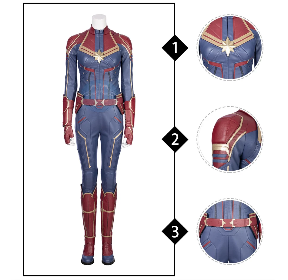 Капитан Костюм Марвел MS Marvel Carol Danvers Косплей кожаный комбинезон для взрослых женщин Хэллоуин вечерние hollowen наряд на заказ