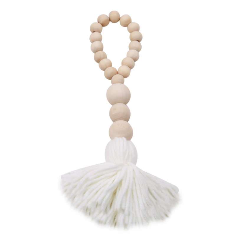

2Pcs Wood Bead Garland With Tassels DIY Wooden Sign Pendant Tassle Farmhouse Beads Home Decoration Natural Wood Bead Room Decor