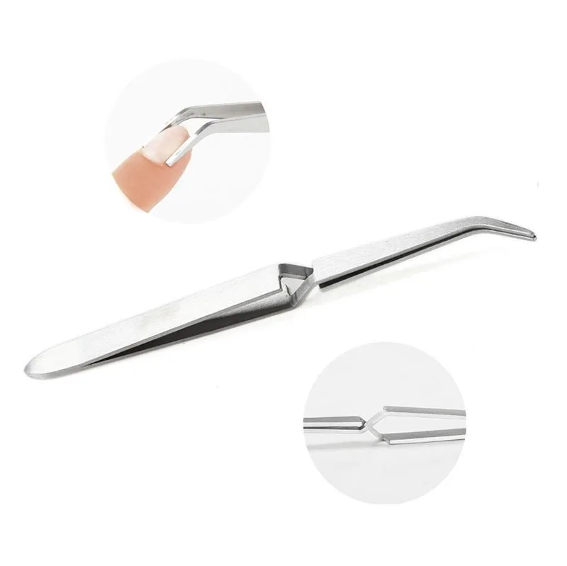 Stainless Steel Cross Action Tweezers Nail Styling Clip Manicure Nail Art Tools Shaping Tweezer Acrylic UV Gel Curve Fixed Pinch