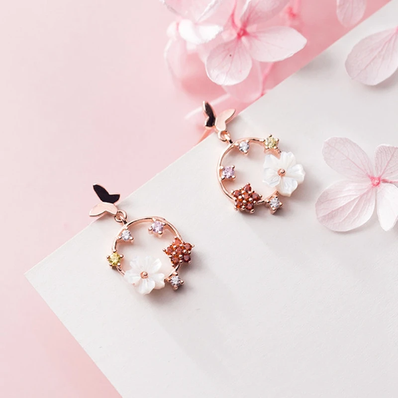 Подвесные серьги в виде бабочки для женщин круглый эмалированный Шарм-подвеска