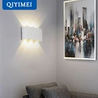 Алюминиевые настенные лампы с абажуром, черные и белые светильники для прикроватной тумбочки, освещение для гостиной, AC85-260V теплое или холодное освещение