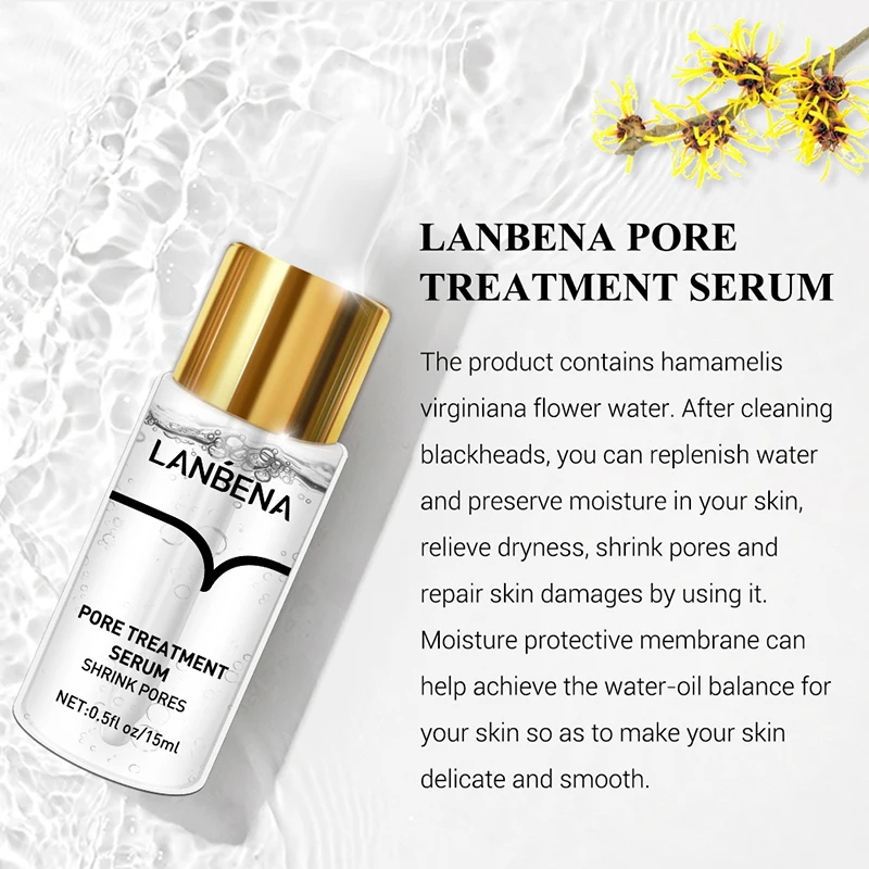 

LANBENA Pore Shrinking Serum Essence Pores Treatment Relieve Dryness Oil-Control Firming Moisturizing Repairing Smooth Skin Care