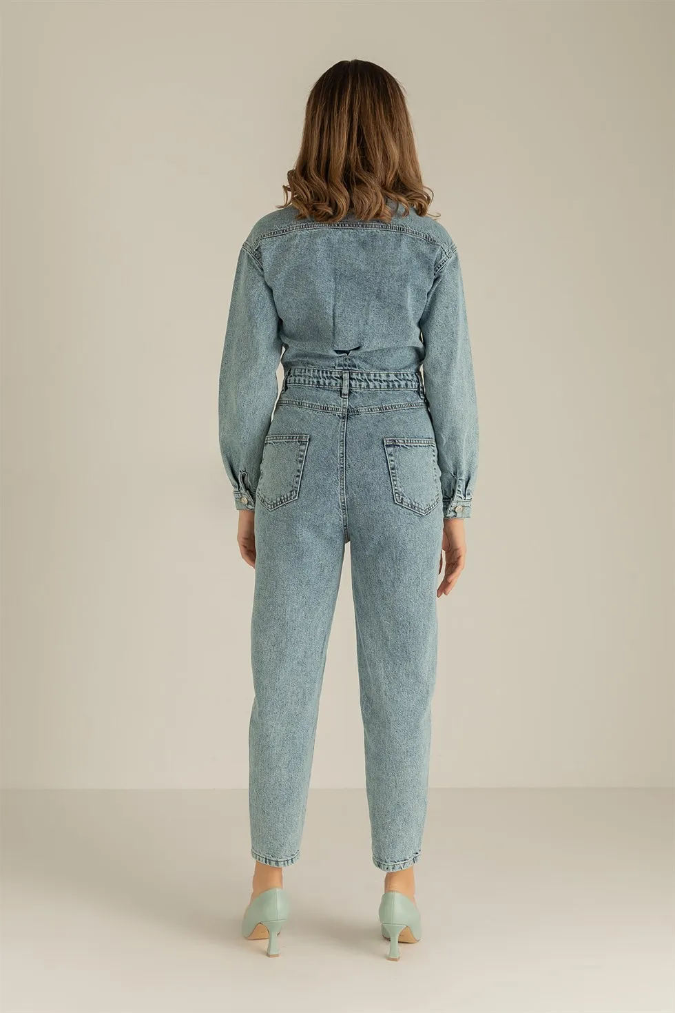 

2021 Trend Elegant Women 'S Bell-Bottomed Pensli Denim Jumpsuit-ICE BLUE