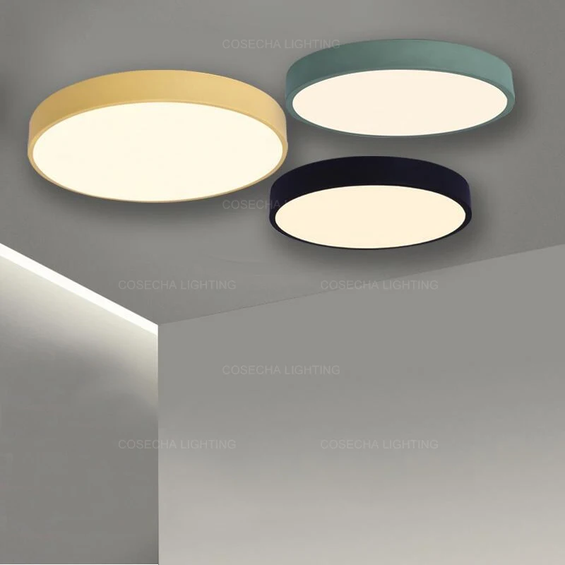 Round ceiling lamps modern LED loft light for girls/kids' room yellow/pink/white/black bedroom lights in hallway kitchen | Лампы и
