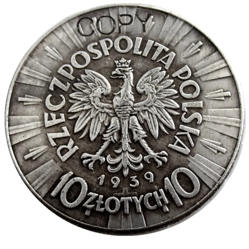 

1939 Poland 10 Zlotych Silver Plated Copy Coin
