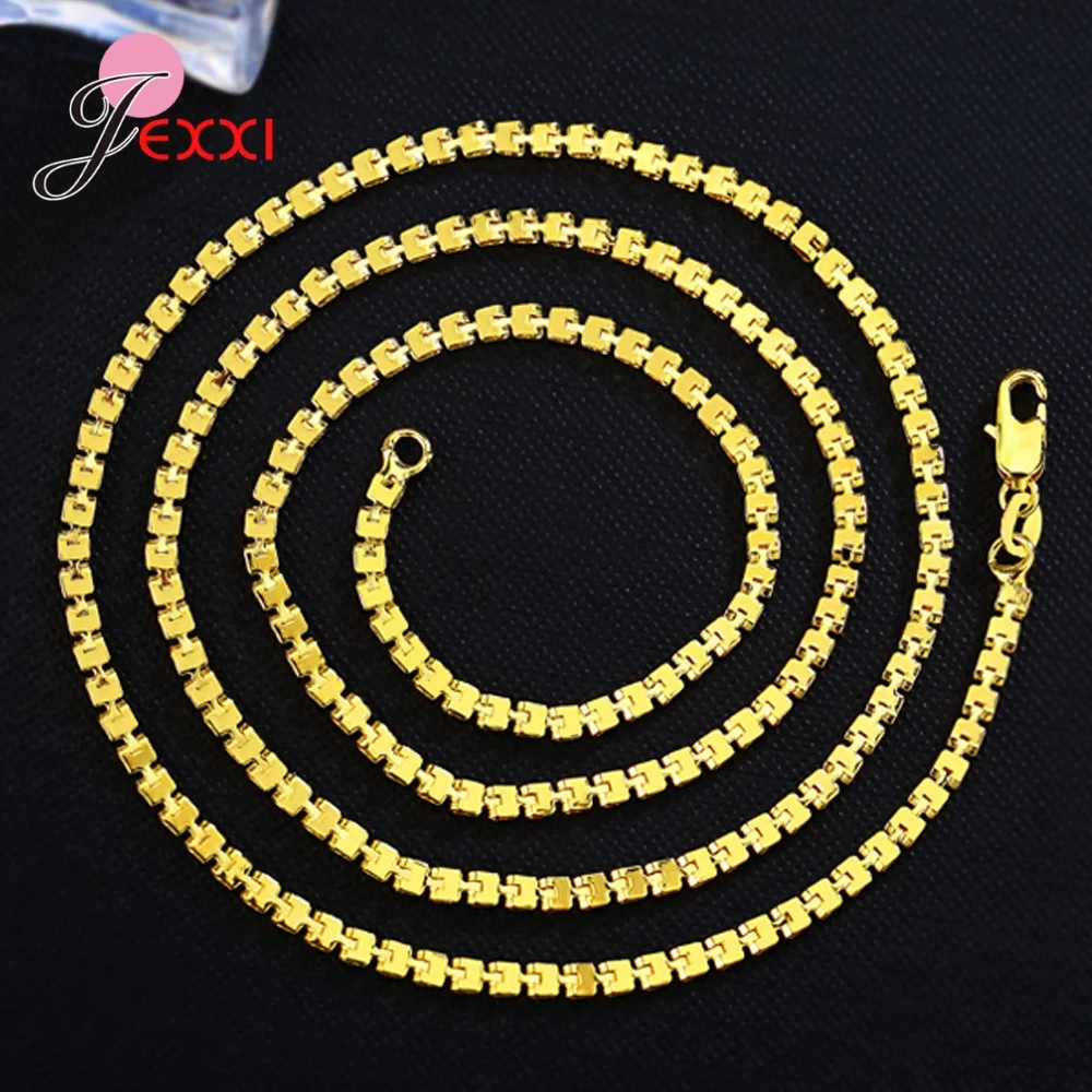 

Wholesale 925 Silver Needle Squre Shape Simple Gold Color Chains 16-24 Inch Classic Necklace For Anniversary Party Gifts