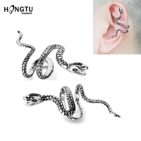 1pc copper snake shaped ear clip cuff wrap earrings punk rock no fake piercing clip vintage earrings party gifts body jewelry