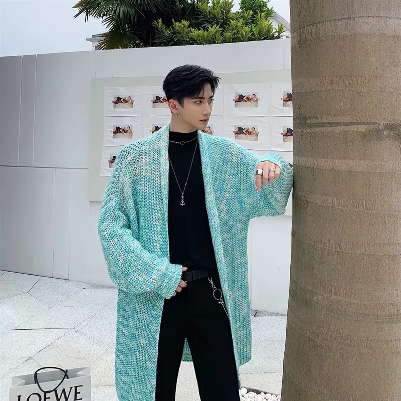 Мужская винтажная мода длинный стиль кардиган свитер пальто Женская Уличная