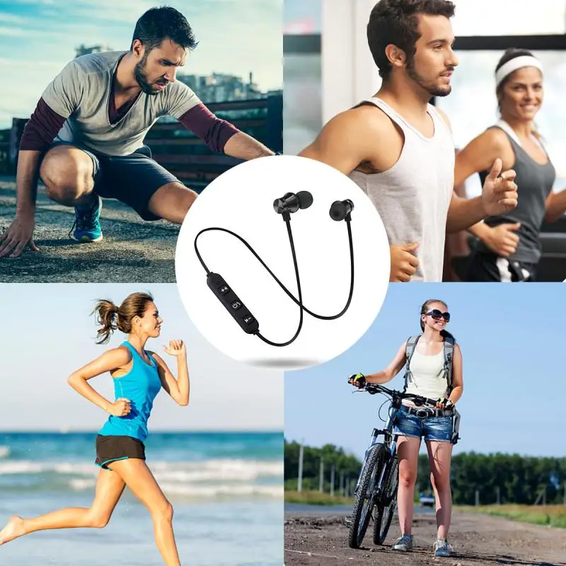 

Magnetic Wireless bluetooth Earphone music headset Phone Neckband sport Earbuds Earphone with Mic For iPhone Samsung Xiaomi