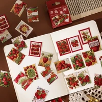 46pcs mini box red heart stickers strawberry photo paper sticker postage stamp christmas decoration diary scrapbooking label 4cm