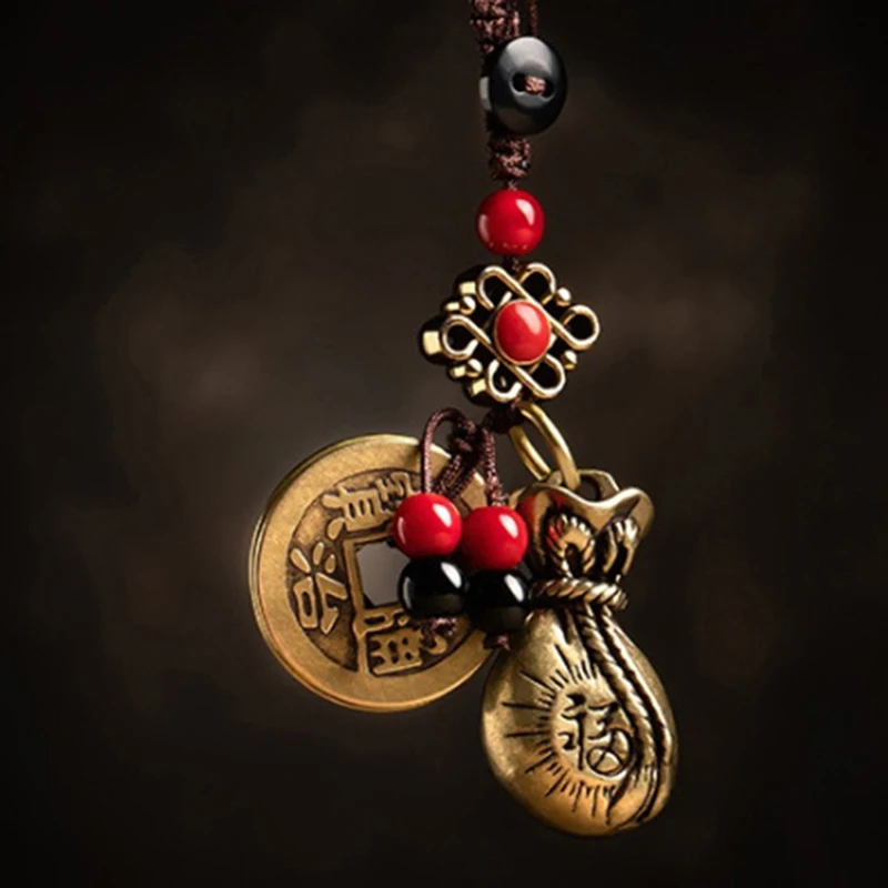 2 шт. ручной работы веревка счастливый фэн шуй подвесной винтажный латунный