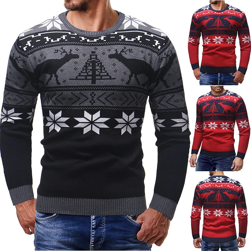 

2021 Men's Thin Sweater Cardigan Slim Pullover Knitted Warm Autumn Christmas Deer Sweater Casual Wear Men Mens Clothing