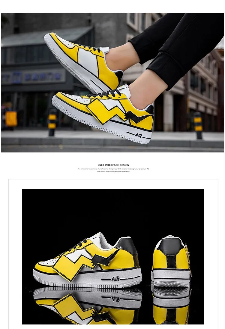 Pikachu/мужские кроссовки на толстой подошве; мужская повседневная обувь; брендовая мужская обувь; Новинка года; модная воздушная обувь; унисекс; женская обувь для влюбленных