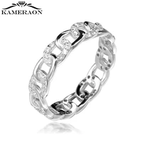s925 silver sterling womens chain ring hollow out shiny zircon rings sweet fresh cute personality fashion female jewerly gifts