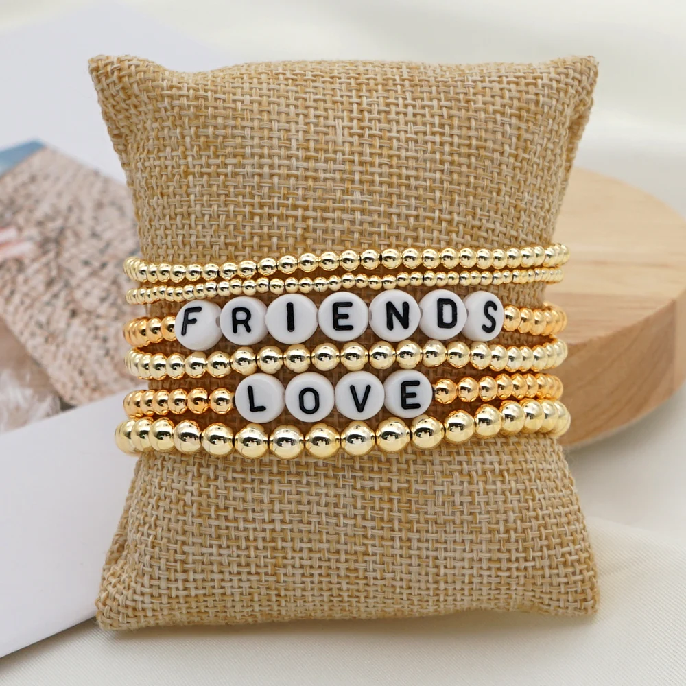 

Go2boho 2020 Jewelry Gold Color Beads Bracelets LOVE Letter Bracelet 6pcs/lot Hight quality Japanese Fadeless Gold Beads Pulsera
