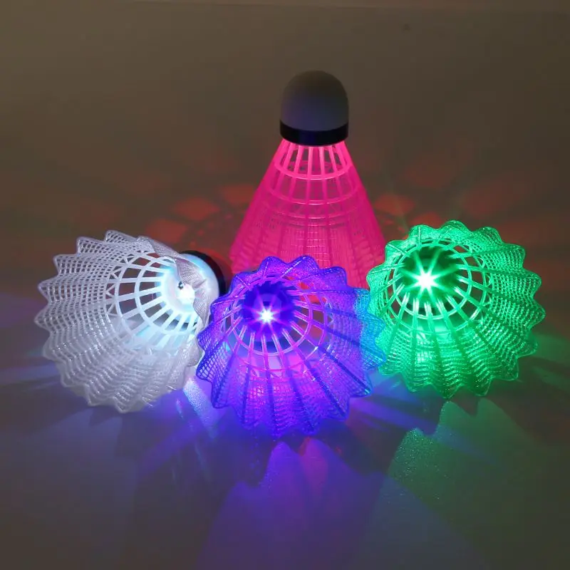 

2021 Top 4pcs Colored Plastic LED Luminous Badminton Dark Night Glow Lighting Shuttlecock